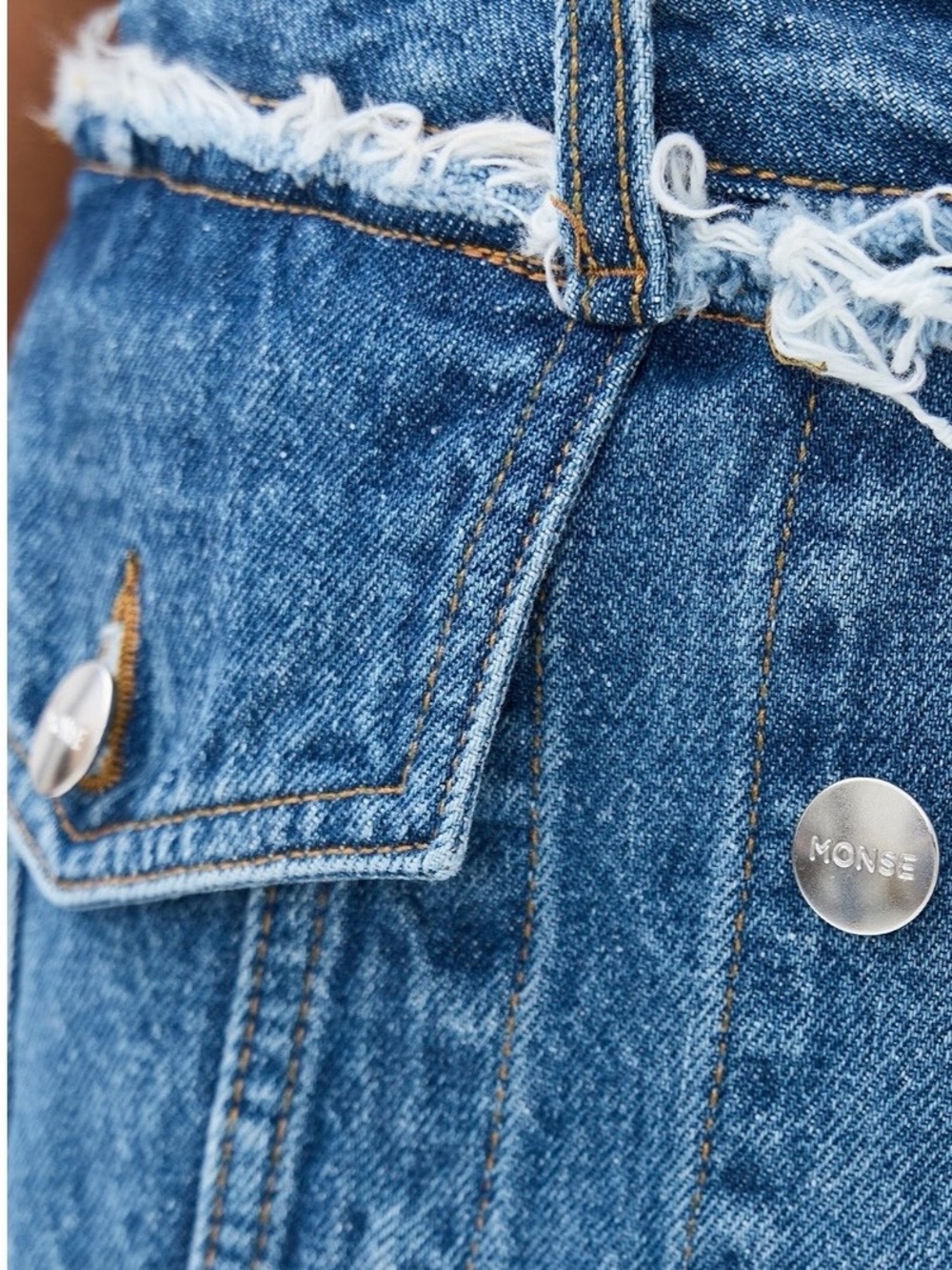 Monse High-Waist Distressed Denim Jacket Front Shorts Blue Size 6 - Picture 5 of 6